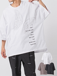 バタフライ刺繍モンスターシルエットTシャツ